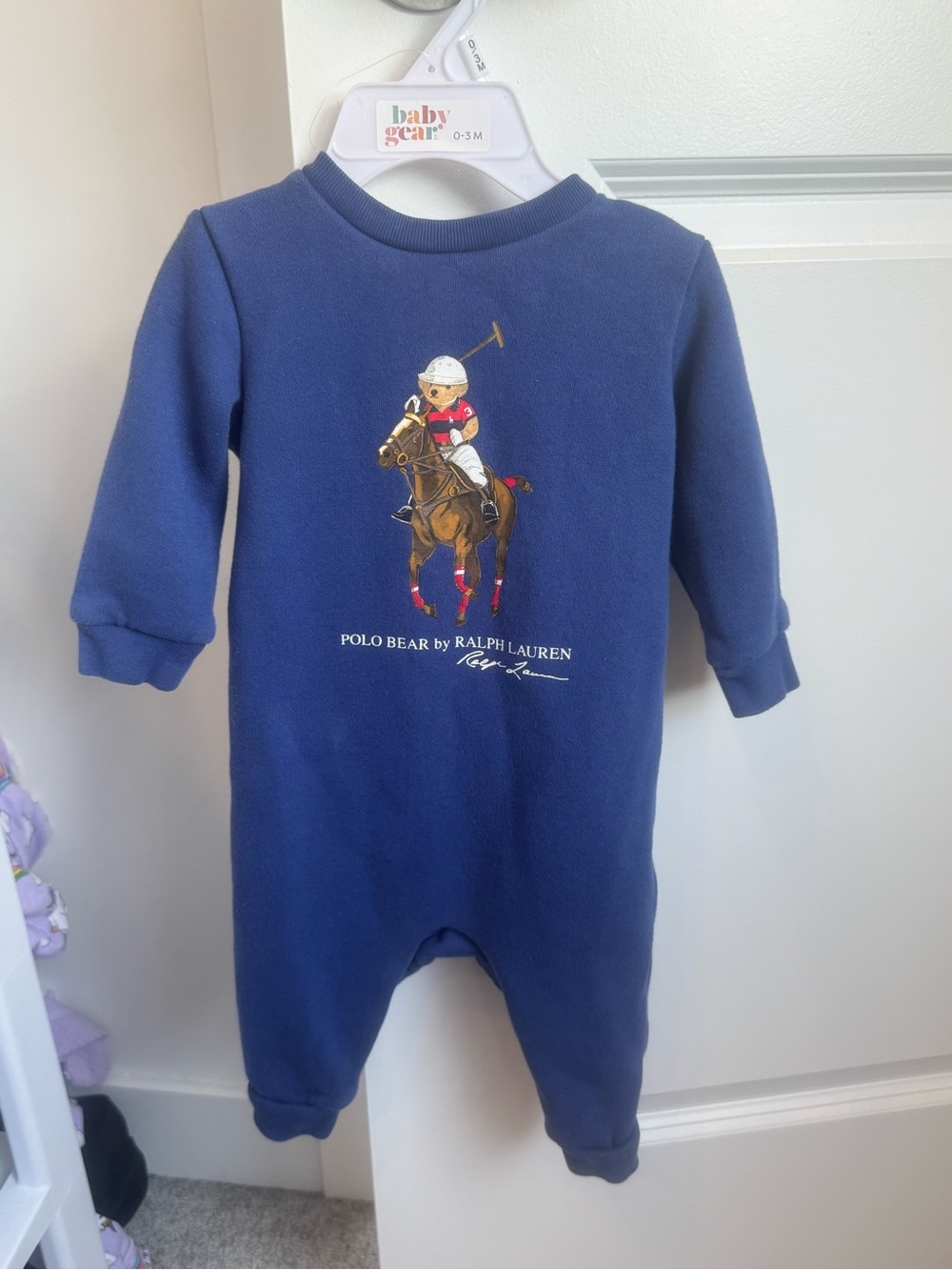 Ralph Lauren Navy Polo Bear One-Piece Romper